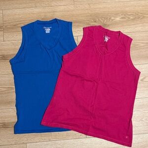 2 Champion Women’s Vibrant Blue and Pink Tank Tops